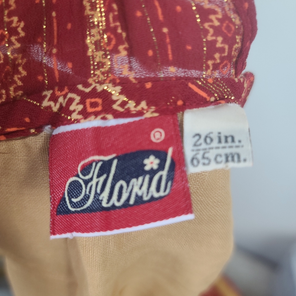 Red Sari Saree Skirt & Running Blouse Border Leheriya Print Regular Wear S - Picture 14 of 16